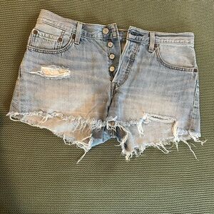 Levi's Light Blue Distressed Jean Shorts